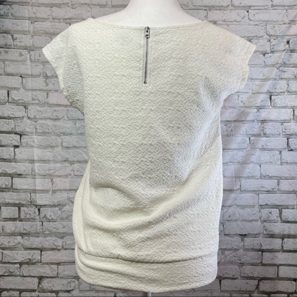 LOFT White Textured Cap Sleeve Blouse XS - Picture 4 of 13